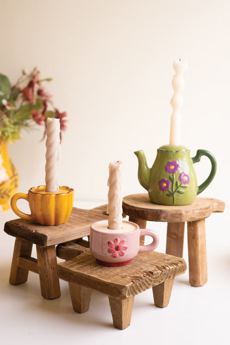 Set of 3 Tea Set Taper Candle Holders
