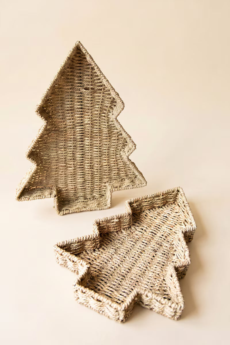 Set of 2 Woven Vine Christmas Tree Baskets