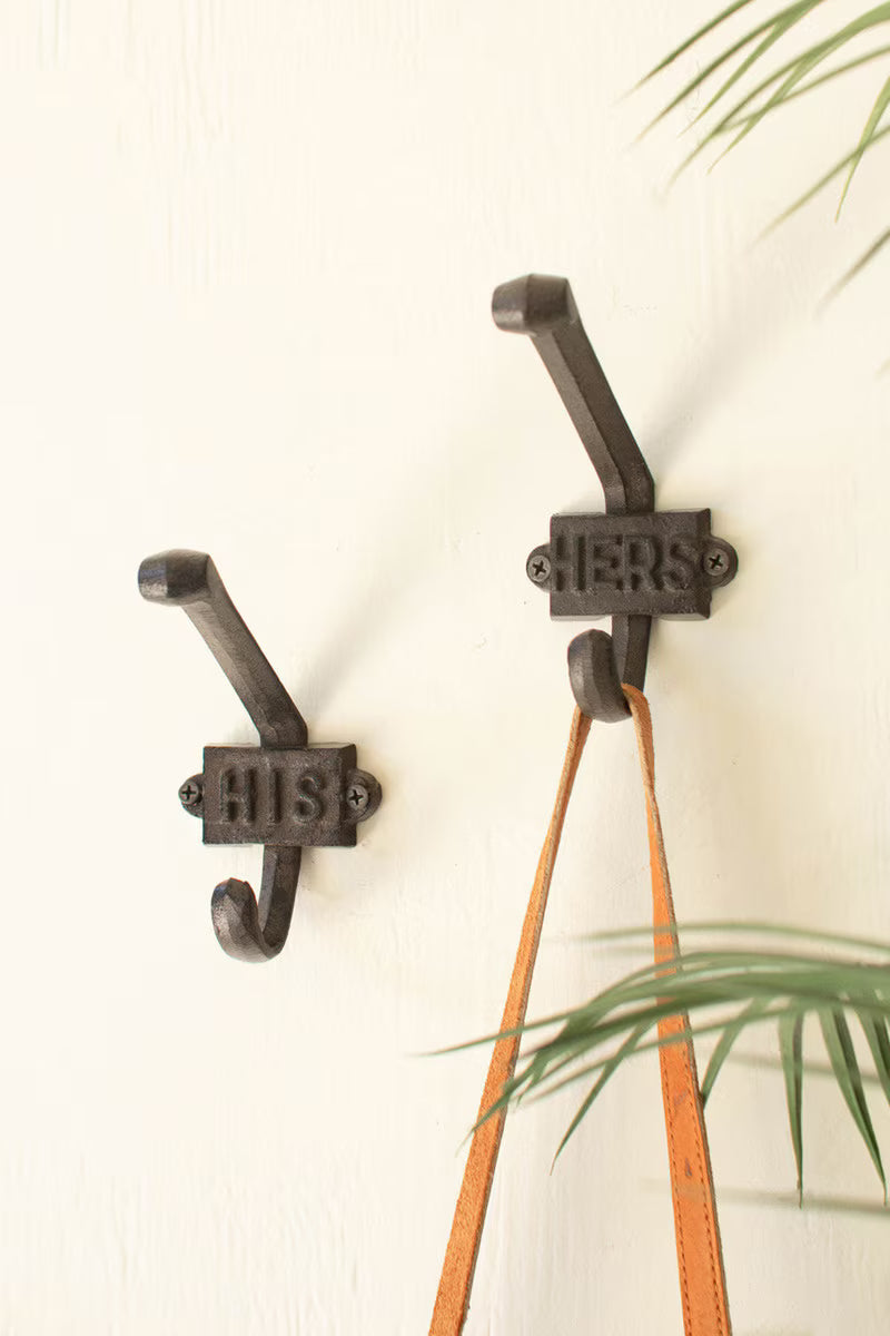 Set of 2 Cast Iron His and Hers Hooks