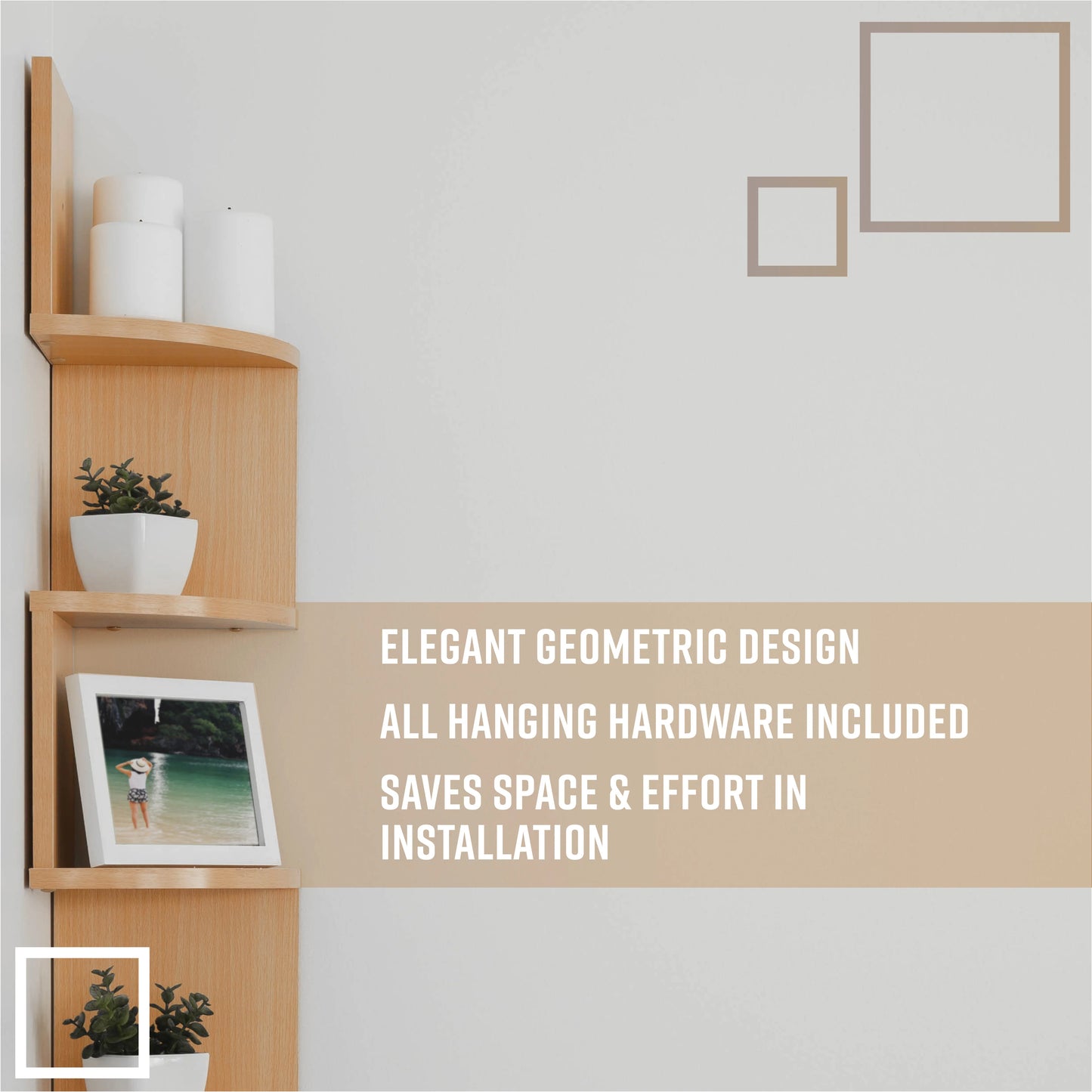 Large Laminated Corner Wall Mount Shelf