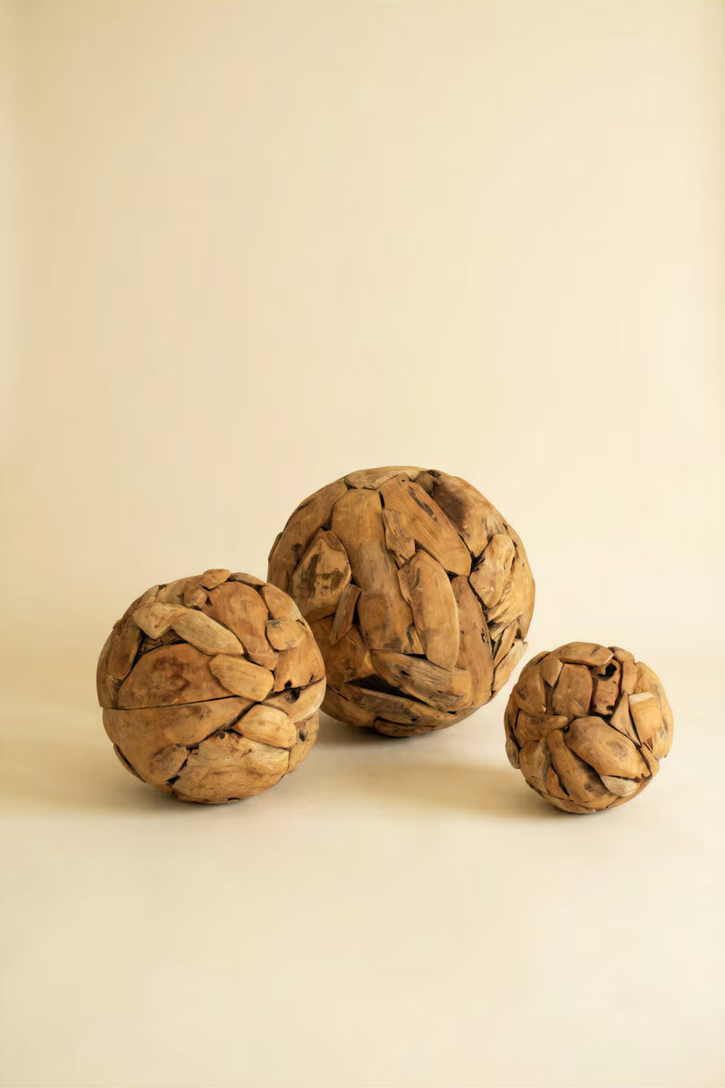 Set of 3 Recycled Teakwood Spheres