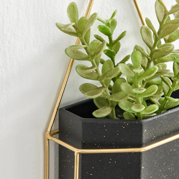 Geometric Wall Planters with Gold Accents Set of 3