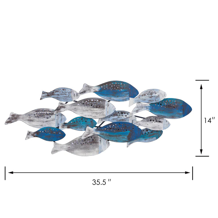 School of Fish Modern Metal Wall Art Perfect for Coastal, Nautical, Beach, or Boat Decor