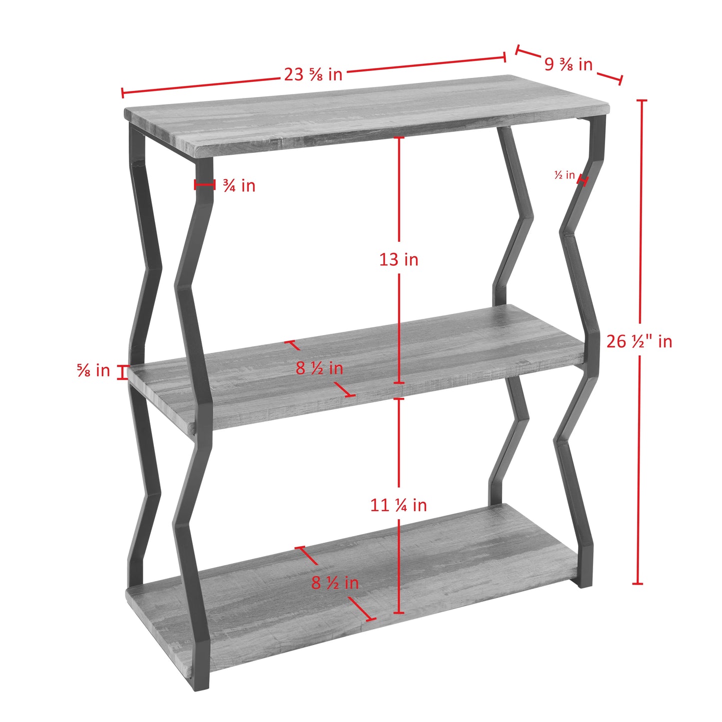 Rustic Industrial 3-Tier Zigzag Floating Wall Shelf