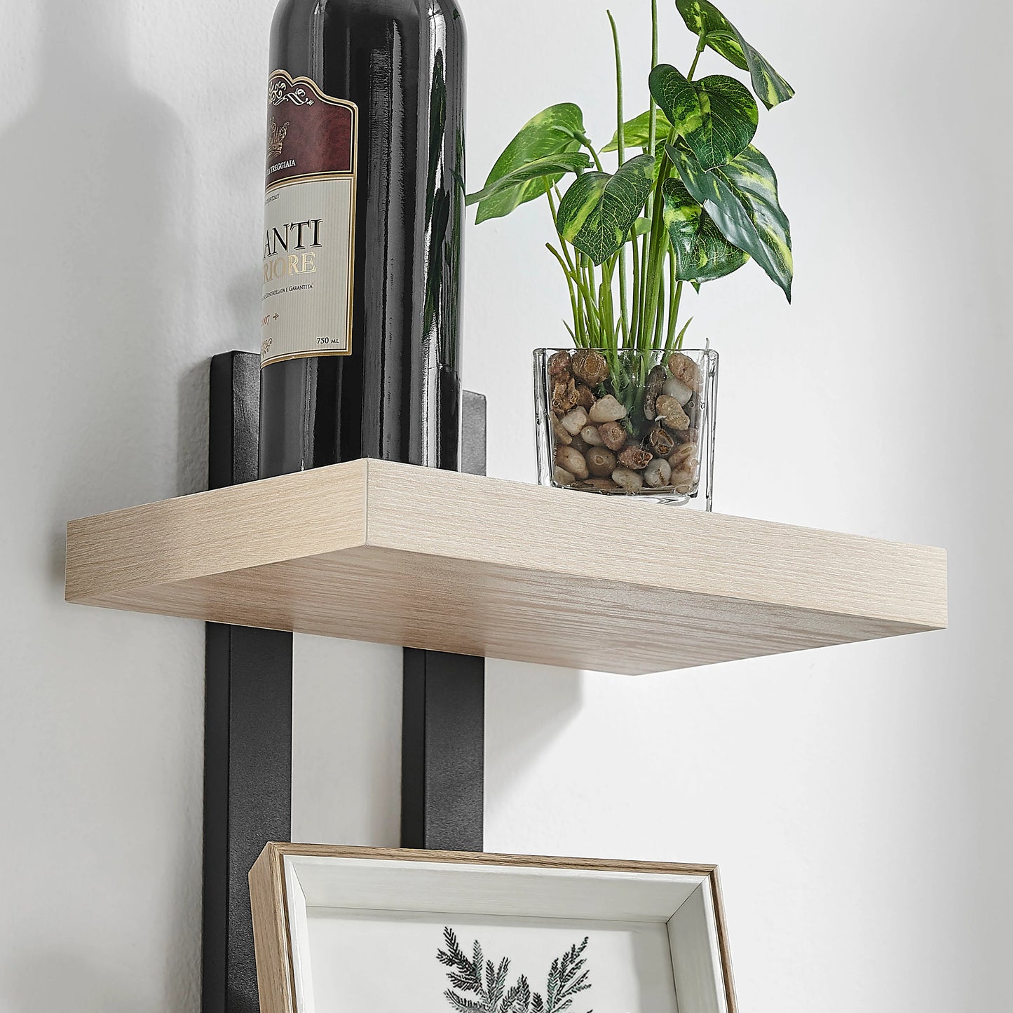 4-Tier Slim Ladder Bracket Floating Metal Frame Wall Shelves