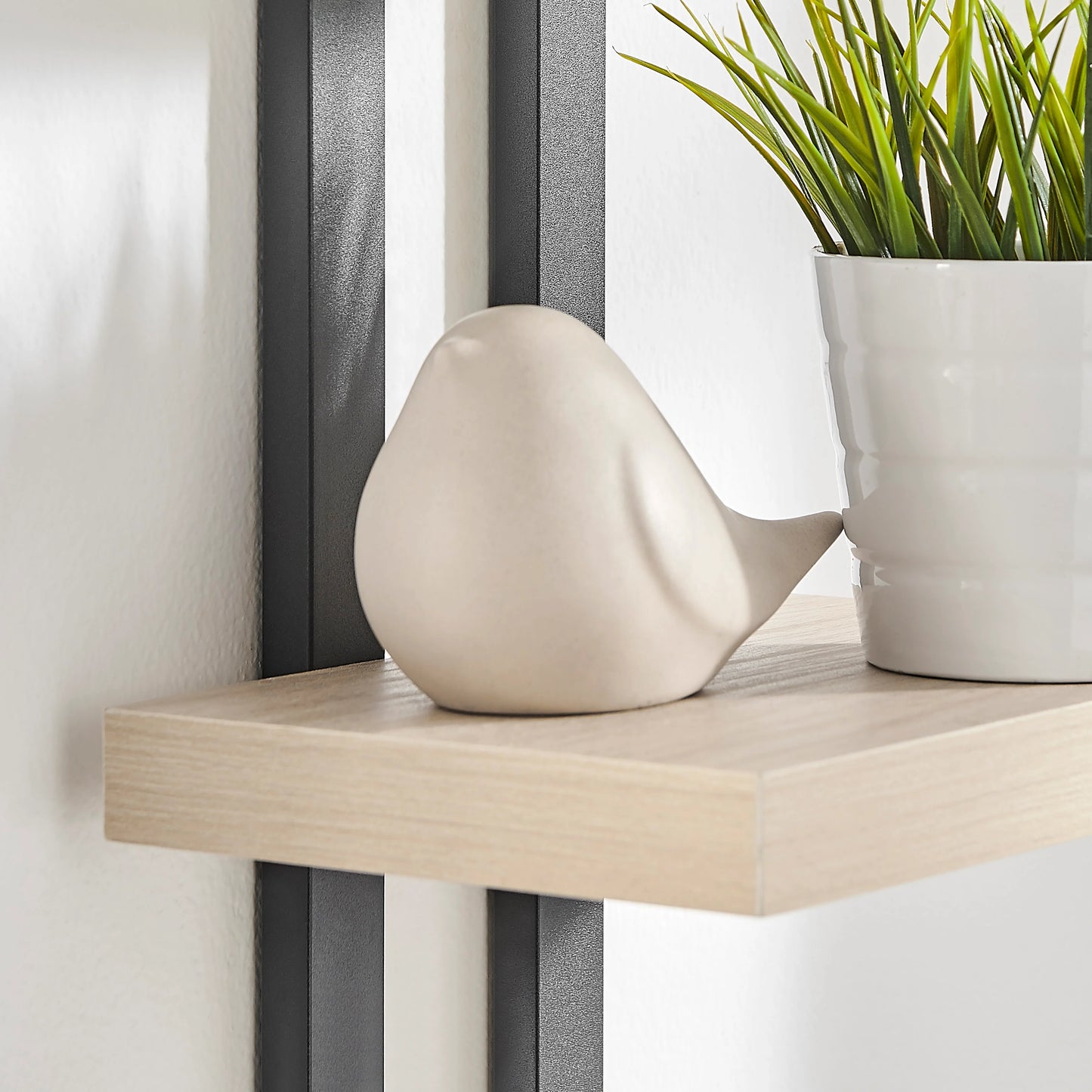 4-Tier Slim Ladder Bracket Floating Metal Frame Wall Shelves