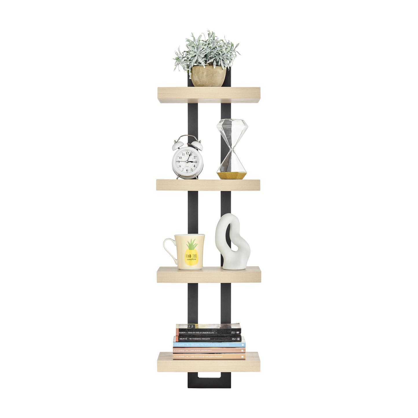 4-Tier Slim Ladder Bracket Floating Metal Frame Wall Shelves