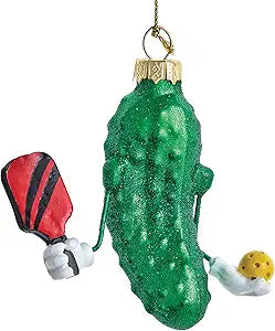 Glass Pickleball Cucumber Ornament