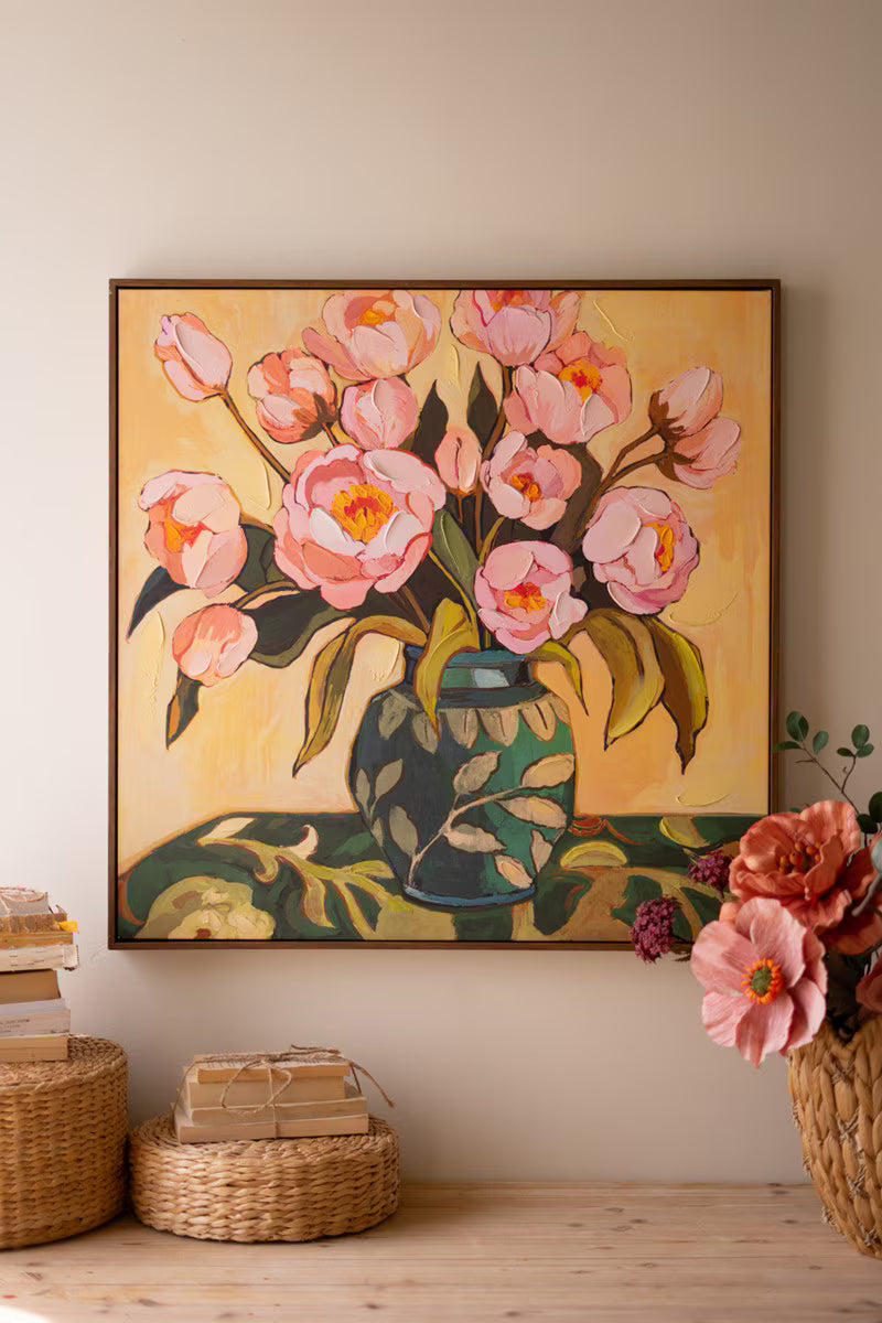 Framed Peonies in a Vase Painting