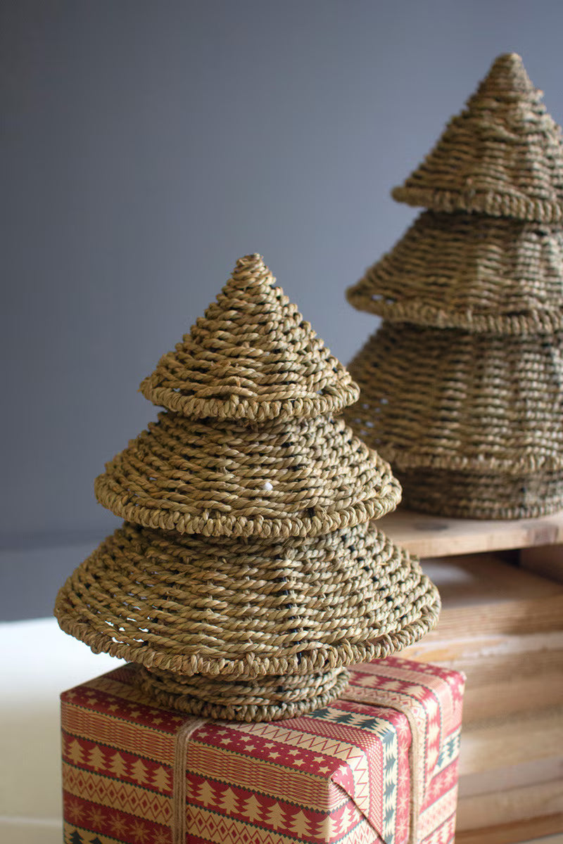 Set of 2 Small Woven Vine Christmas Trees