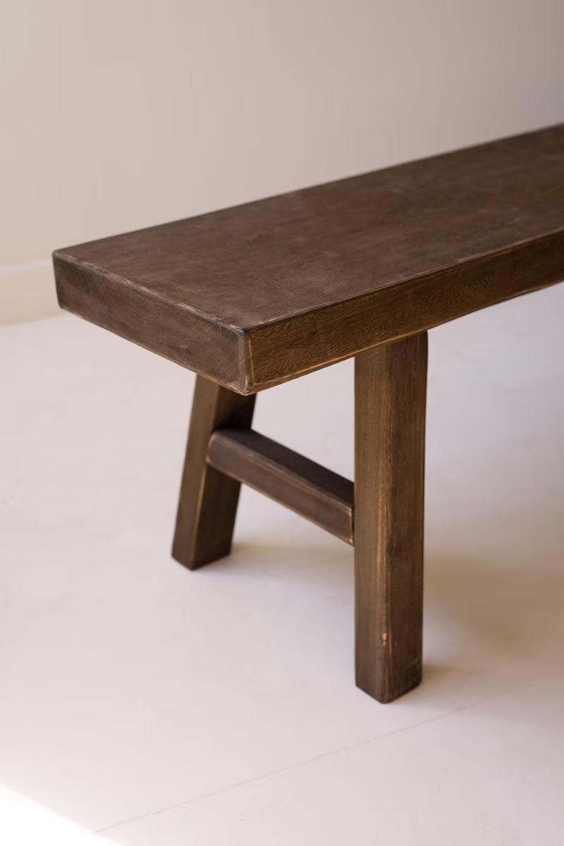 Dark Brown Wood Bench