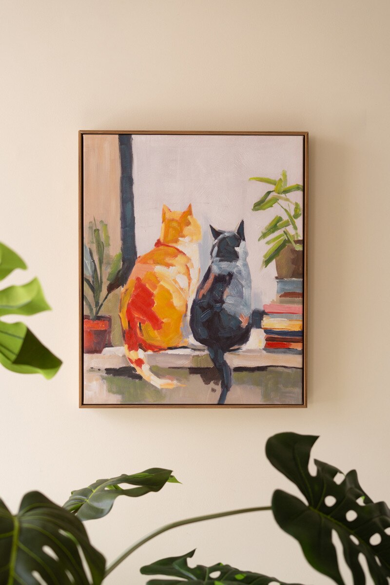 Framed Two Cats Painting