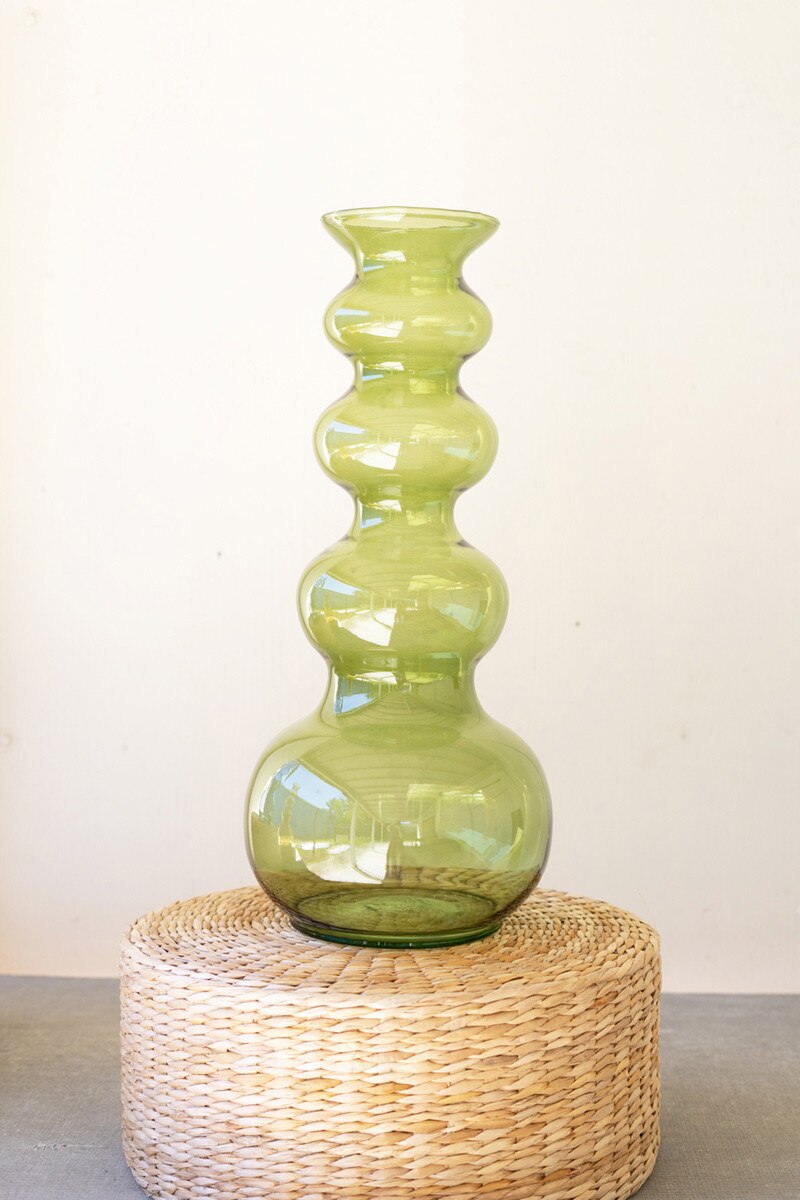 Green Large Glass Bubble Vase