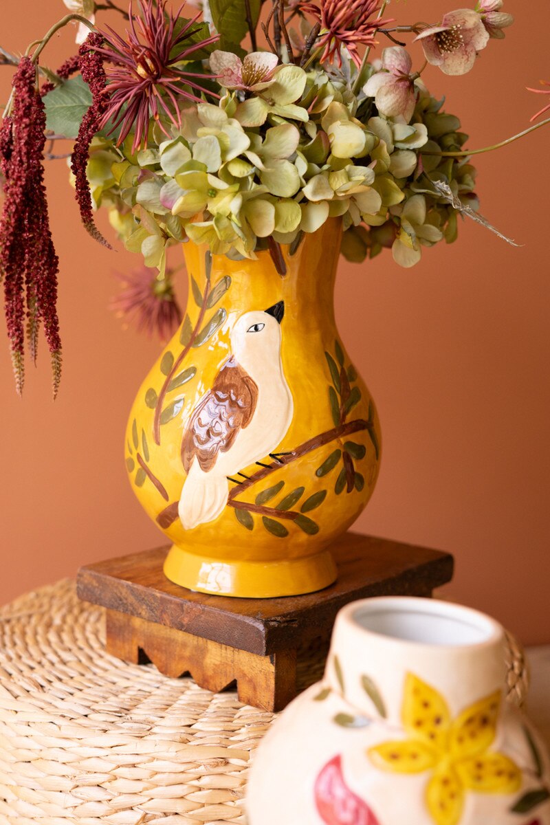 Set of 3 Ceramic Bird Vases