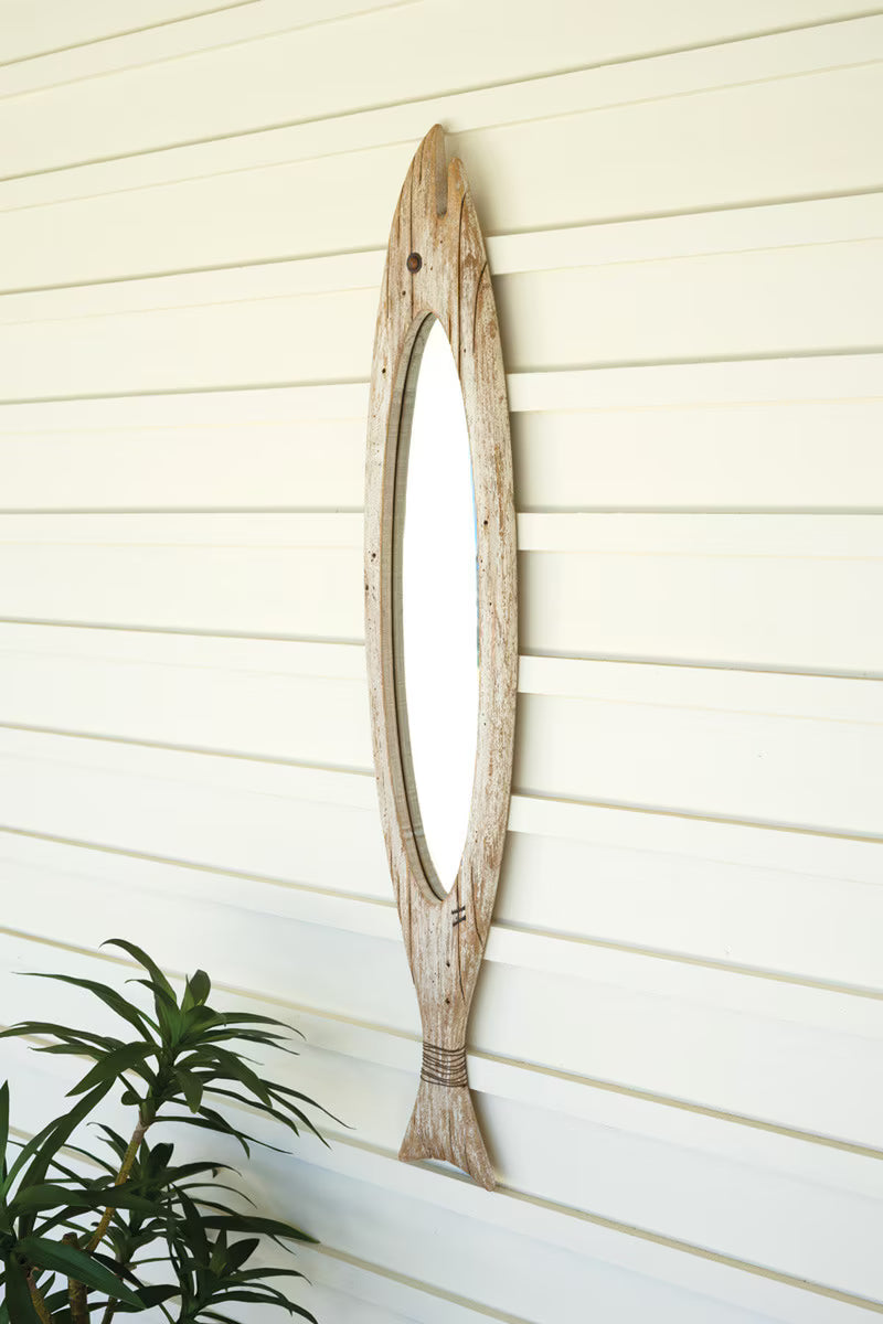 Carved Wooden Fish Mirror