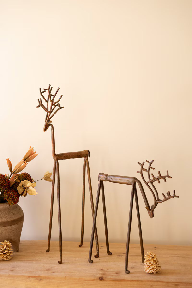 Set of 2 Forged-Iron Deer
