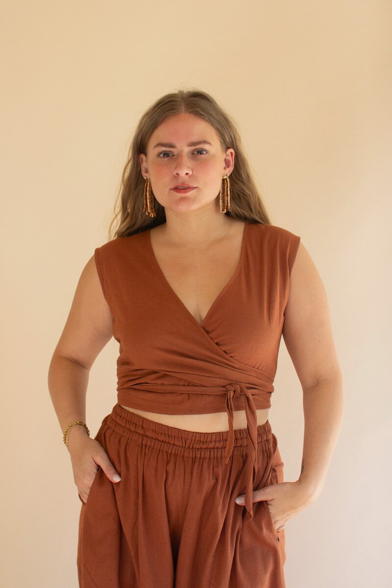 Cinnamon Convertible Wrap Blouse