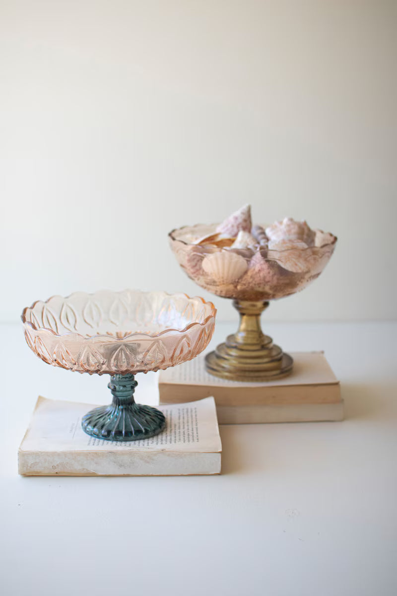 Set of 2 Glass Compotes