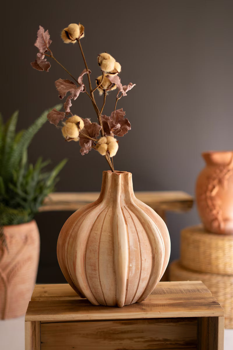 Ribbed Terracotta Vase