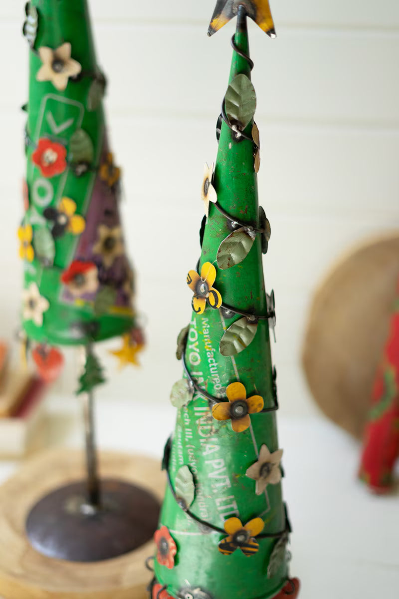 Set of 2 Recycled Iron Christmas Trees