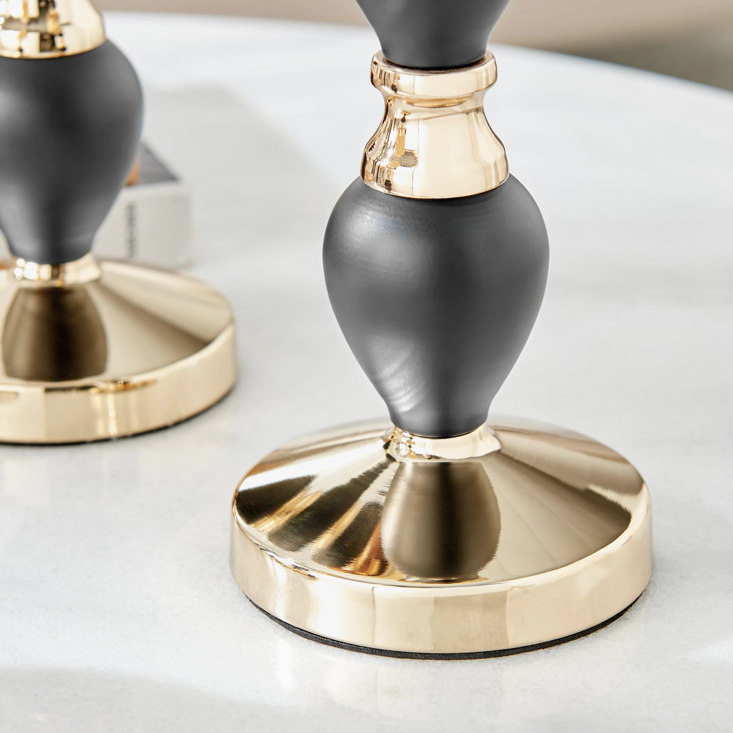 Talia Black And Gold Candlestick Taper Candle Holders - Set of 3