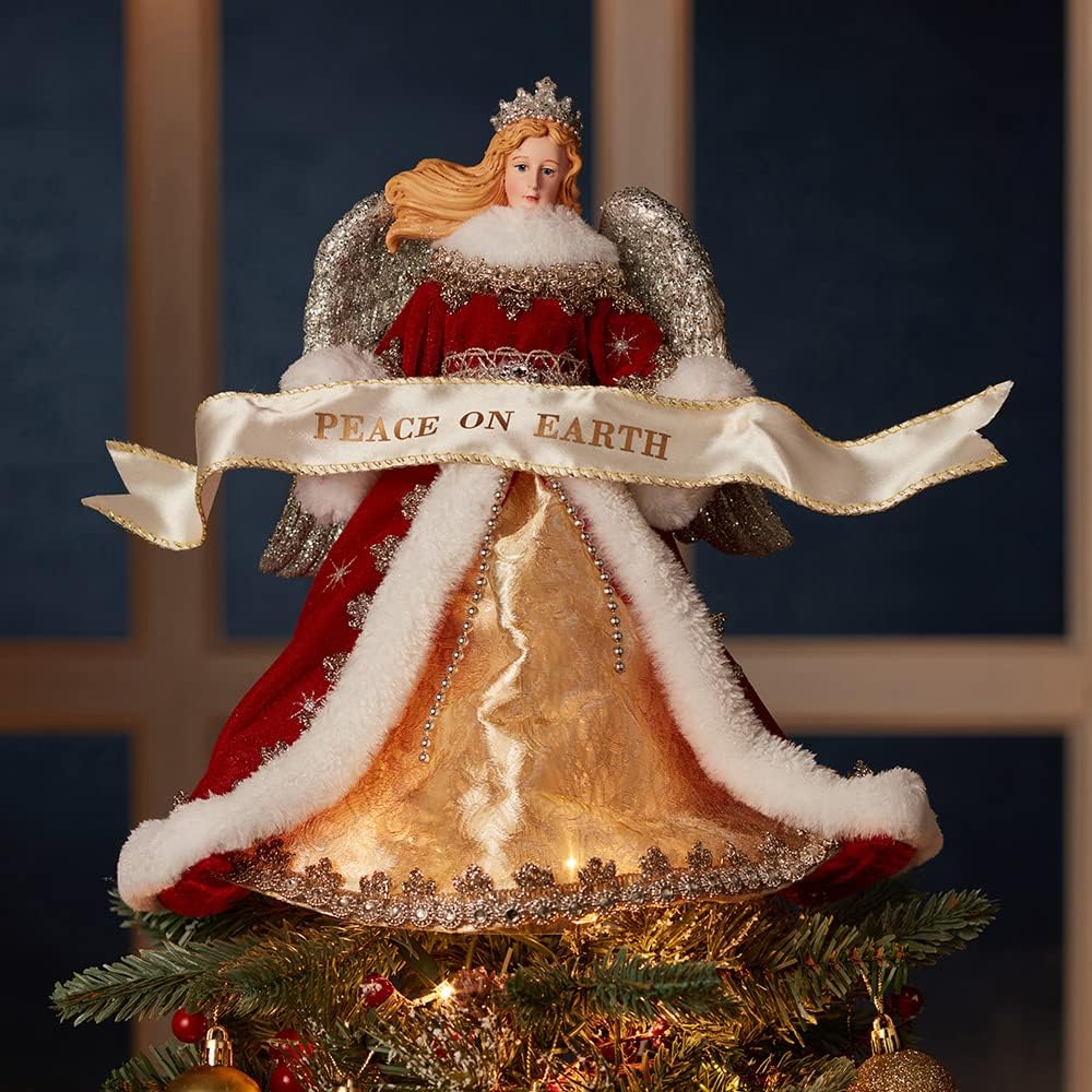 10-Inch Fabriche Regal Red Angel Treetop