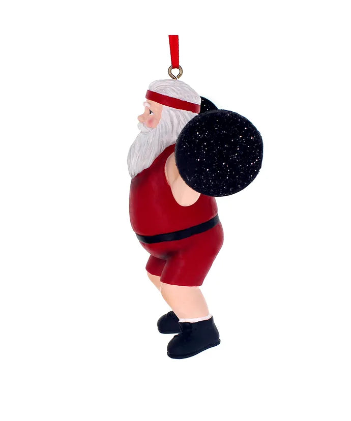 Santa Weightlifter Ornament