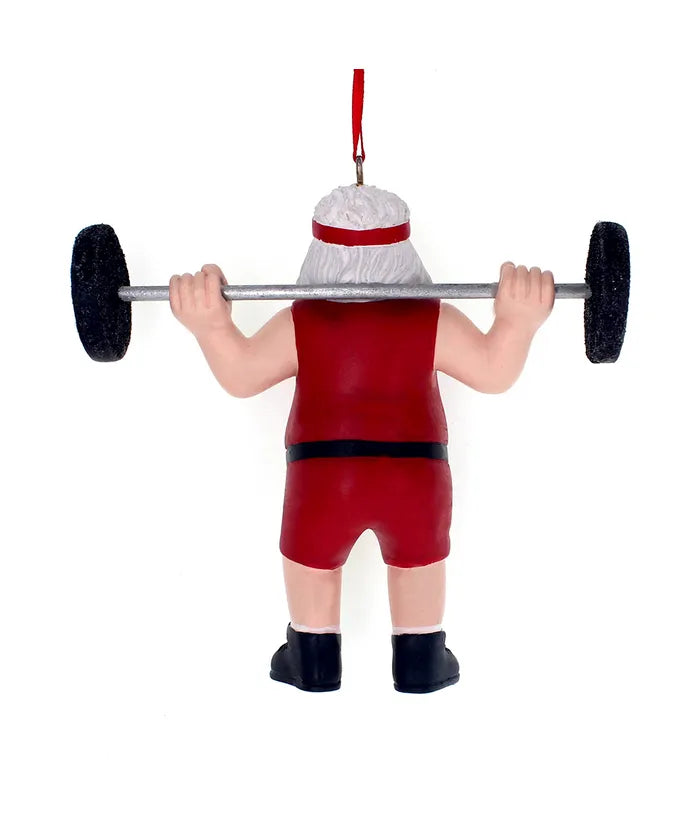 Santa Weightlifter Ornament