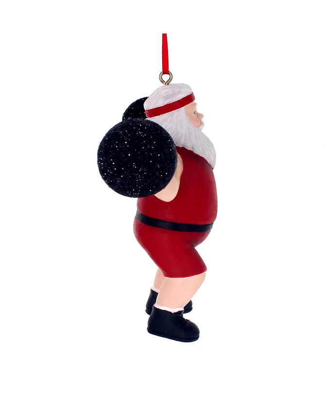 Santa Weightlifter Ornament