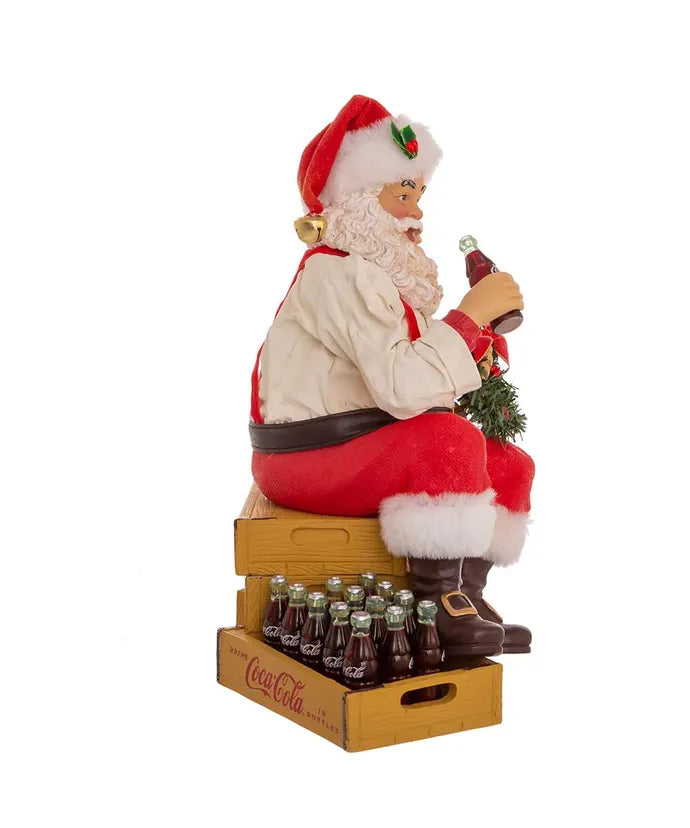 9" Fabriche Coca-Cola Santa Sitting On Crates