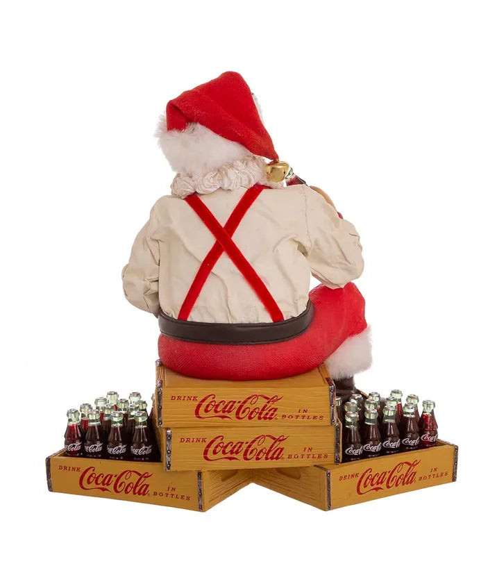 9" Fabriche Coca-Cola Santa Sitting On Crates
