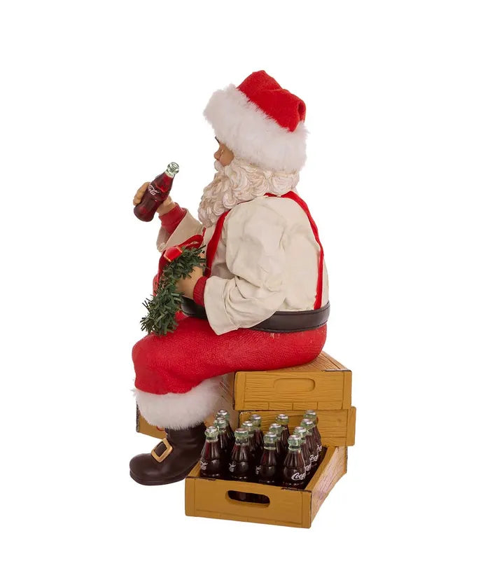 9" Fabriche Coca-Cola Santa Sitting On Crates
