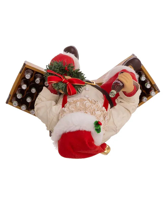 9" Fabriche Coca-Cola Santa Sitting On Crates