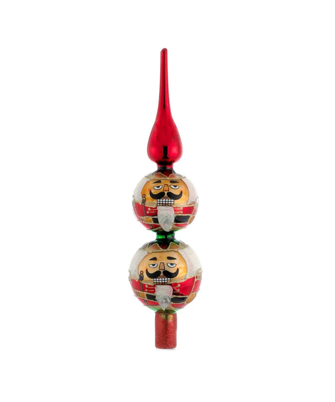 13" Un-Lit Glass Nutcracker Finial Treetop