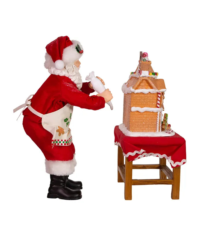 10.5" Battery-Operated Santa With Gingerbread Houses- 2-Piece Set