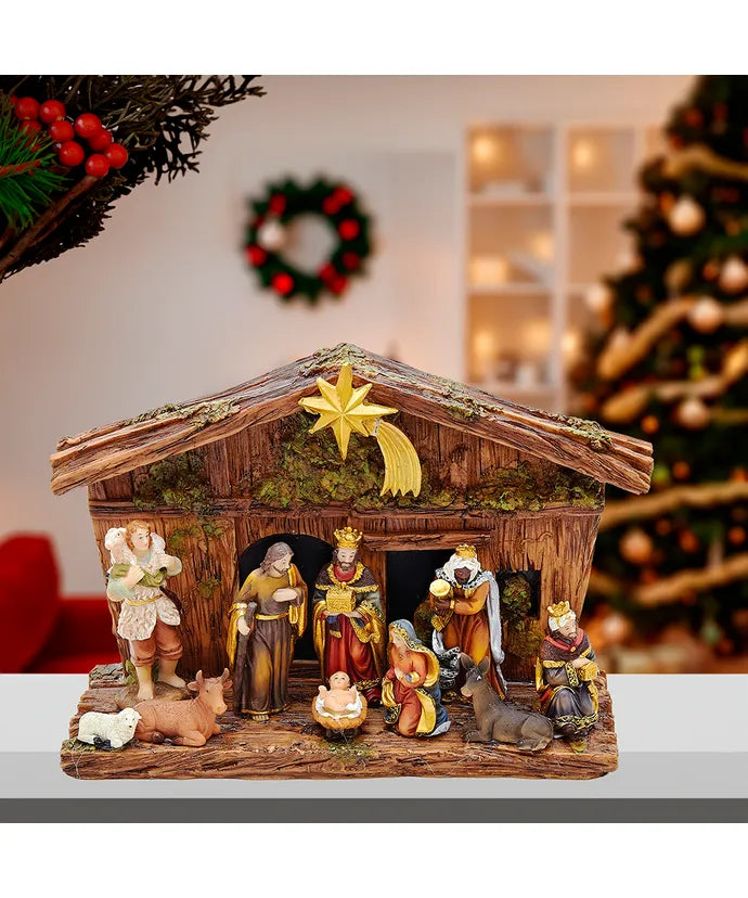 Nativity Set With 10 Figures And Stable