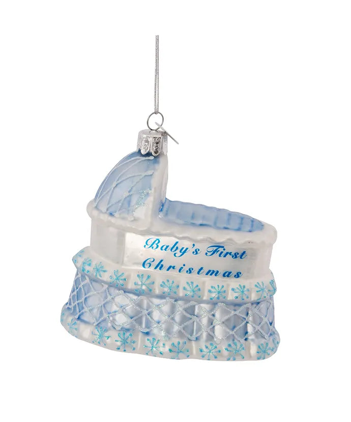 Baby Boy Glass Ornament Set, 4-Piece Box Set