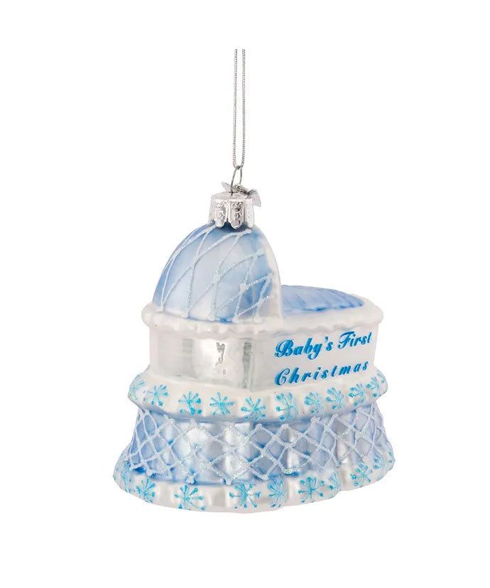 Baby Boy Glass Ornament Set, 4-Piece Box Set