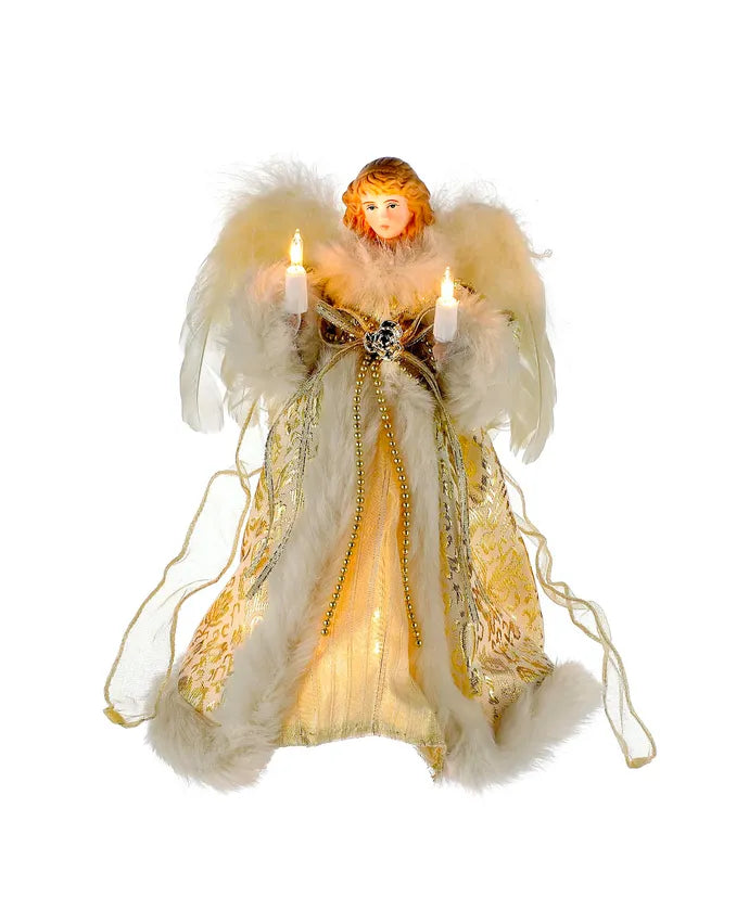 10" UL 10-Light Ivory And Gold Angel Treetop