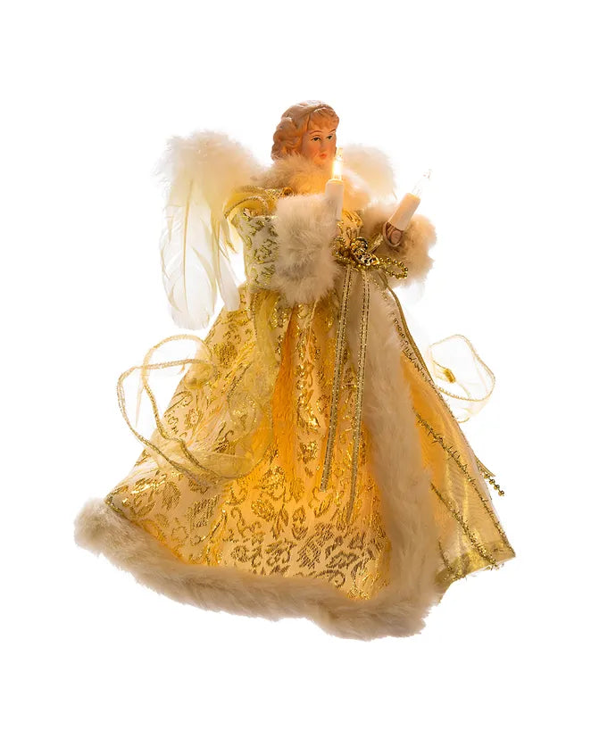 10" UL 10-Light Ivory And Gold Angel Treetop