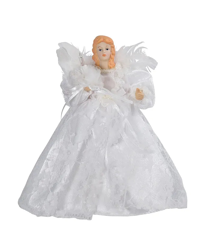 9" UL 10-Light White Dress Angel Treetop