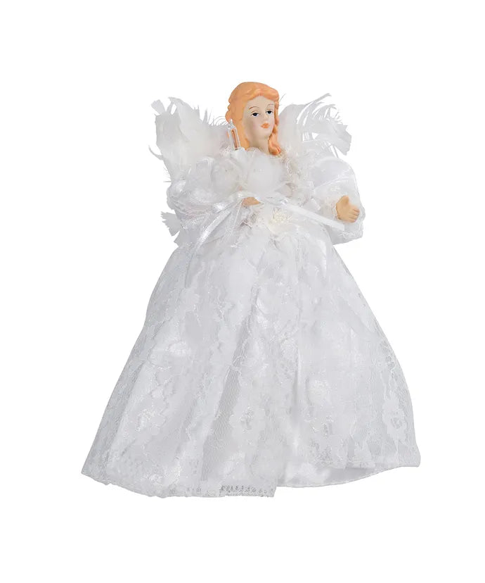 9" UL 10-Light White Dress Angel Treetop
