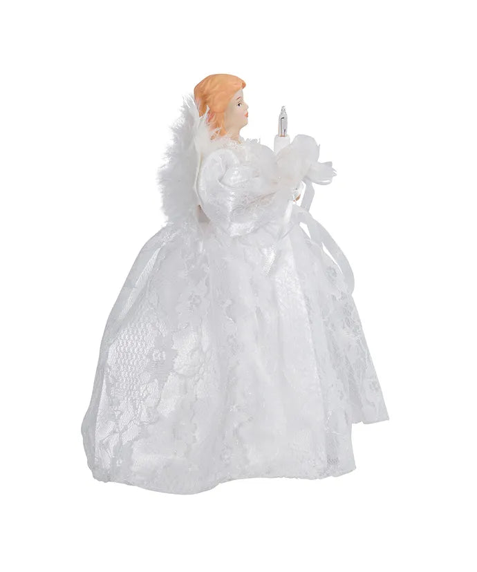 9" UL 10-Light White Dress Angel Treetop