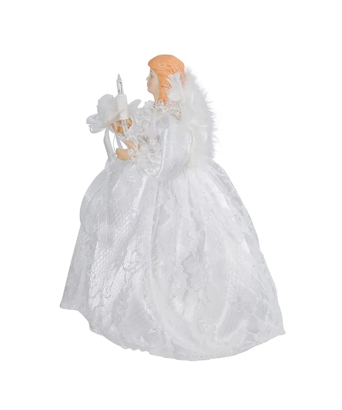 9" UL 10-Light White Dress Angel Treetop