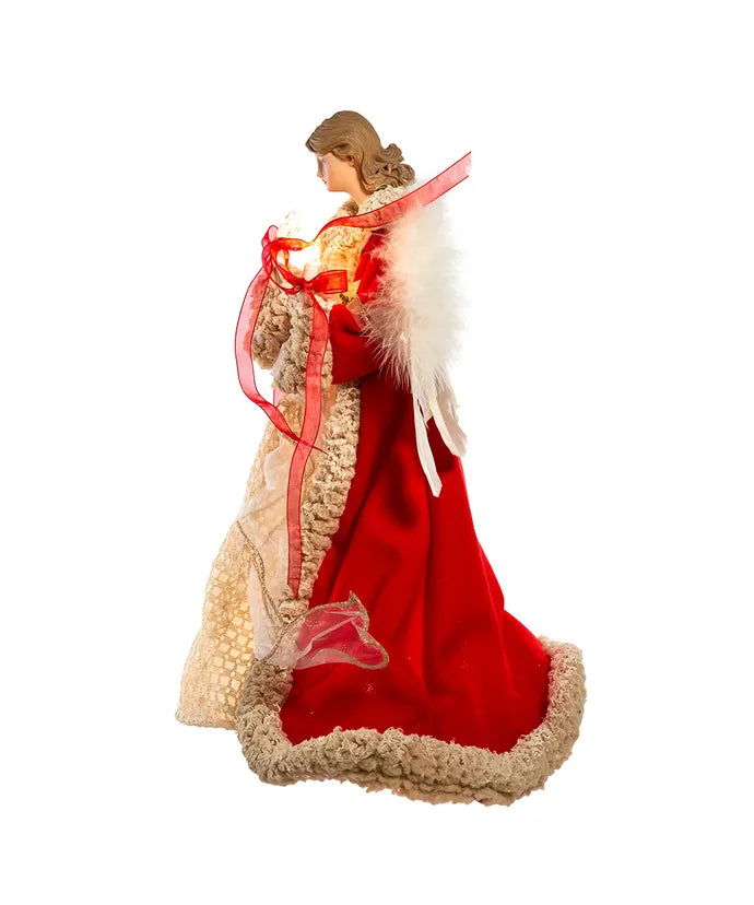 16" UL 10-Light Red And Ivory Angel Treetop