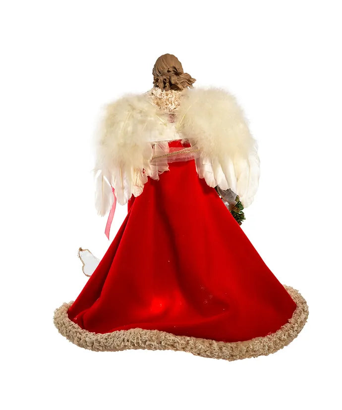 16" UL 10-Light Red And Ivory Angel Treetop