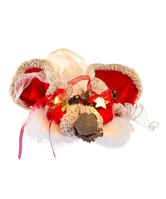 16" UL 10-Light Red And Ivory Angel Treetop
