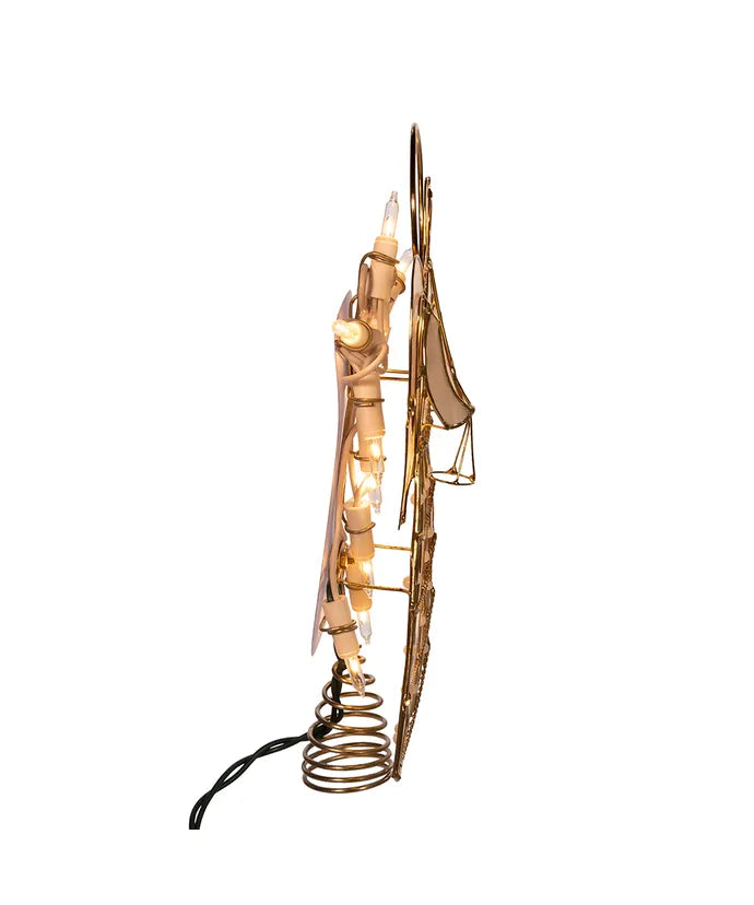 9.75" UL 10-Light Capiz Angel With Vines And Pearls Treetop