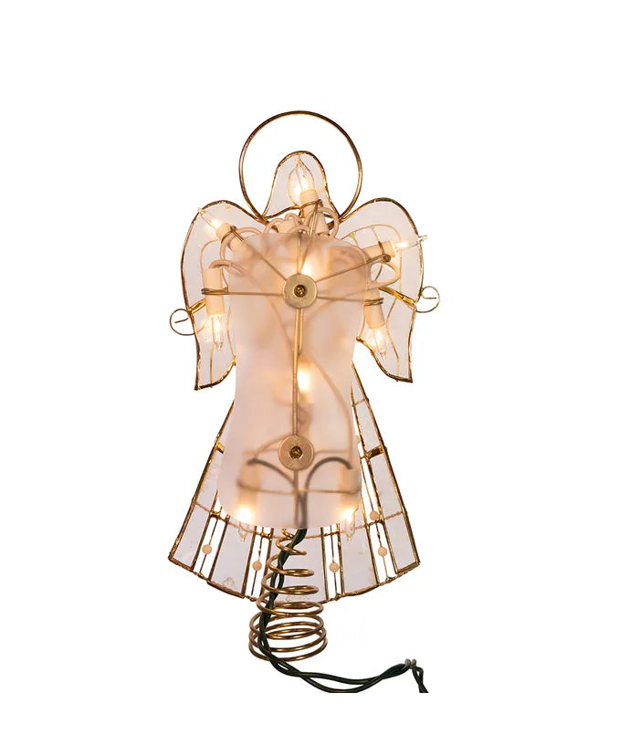 9.75" UL 10-Light Capiz Angel With Vines And Pearls Treetop