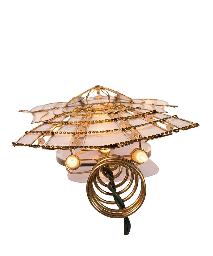 9.75" UL 10-Light Capiz Angel With Vines And Pearls Treetop